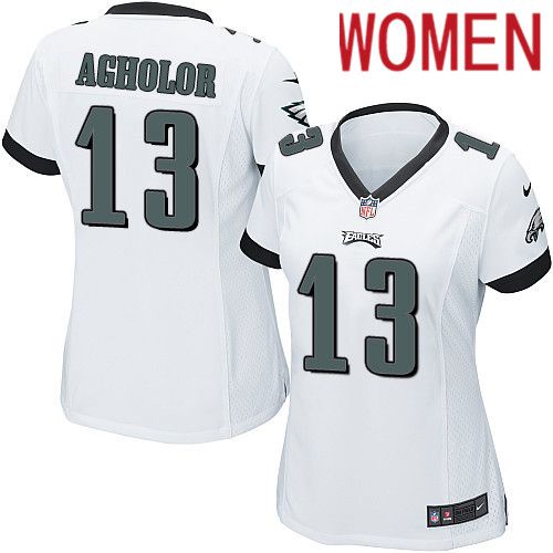 Women Philadelphia Eagles #13 Nelson Agholor Nike White Game NFL Jersey->women nfl jersey->Women Jersey